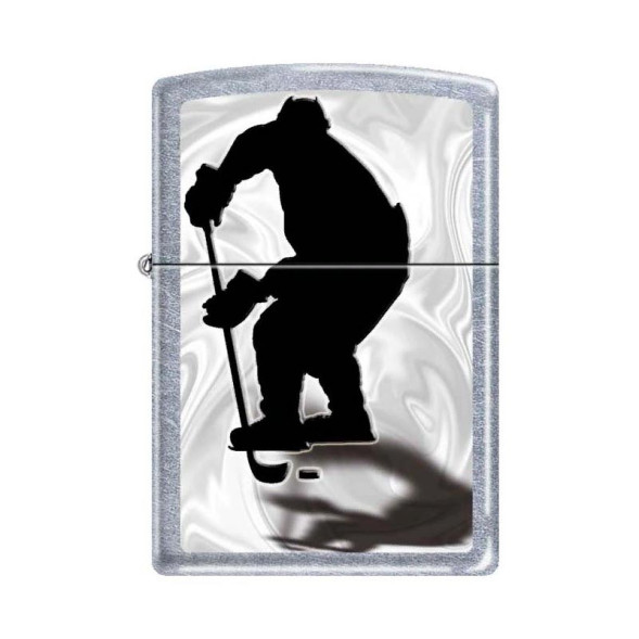 207 Зажигалка ZIPPO HOCKEY Хоккеист, латунь/сталь с покрытием Street Chrome, серебристый
