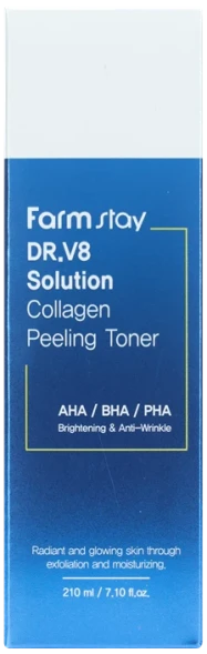 Тонер обновляющий укрепляющий с коллагеном и AHA/BHA/PHA кислотами / DR.V8 SOLUTION HYALURONIC 210 мл